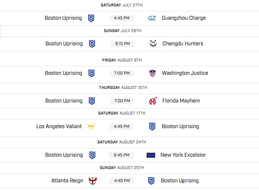 Boston Stage 4 Schedule